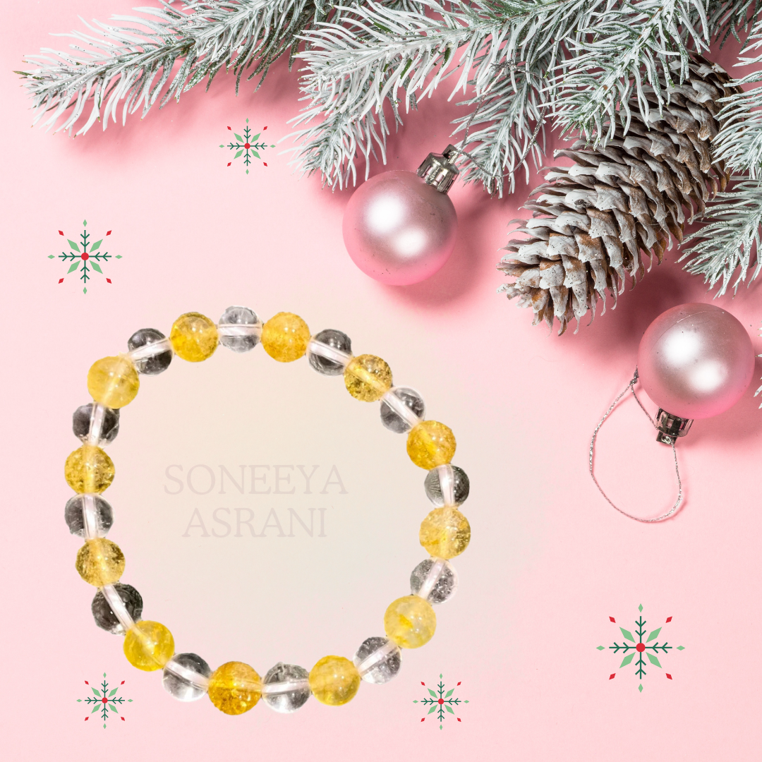 Clear Quartz + Citrine Bracelet – 8 MM